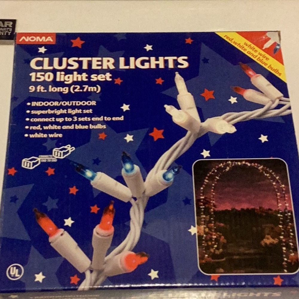 2 sets of red, white & blue cluster lights.